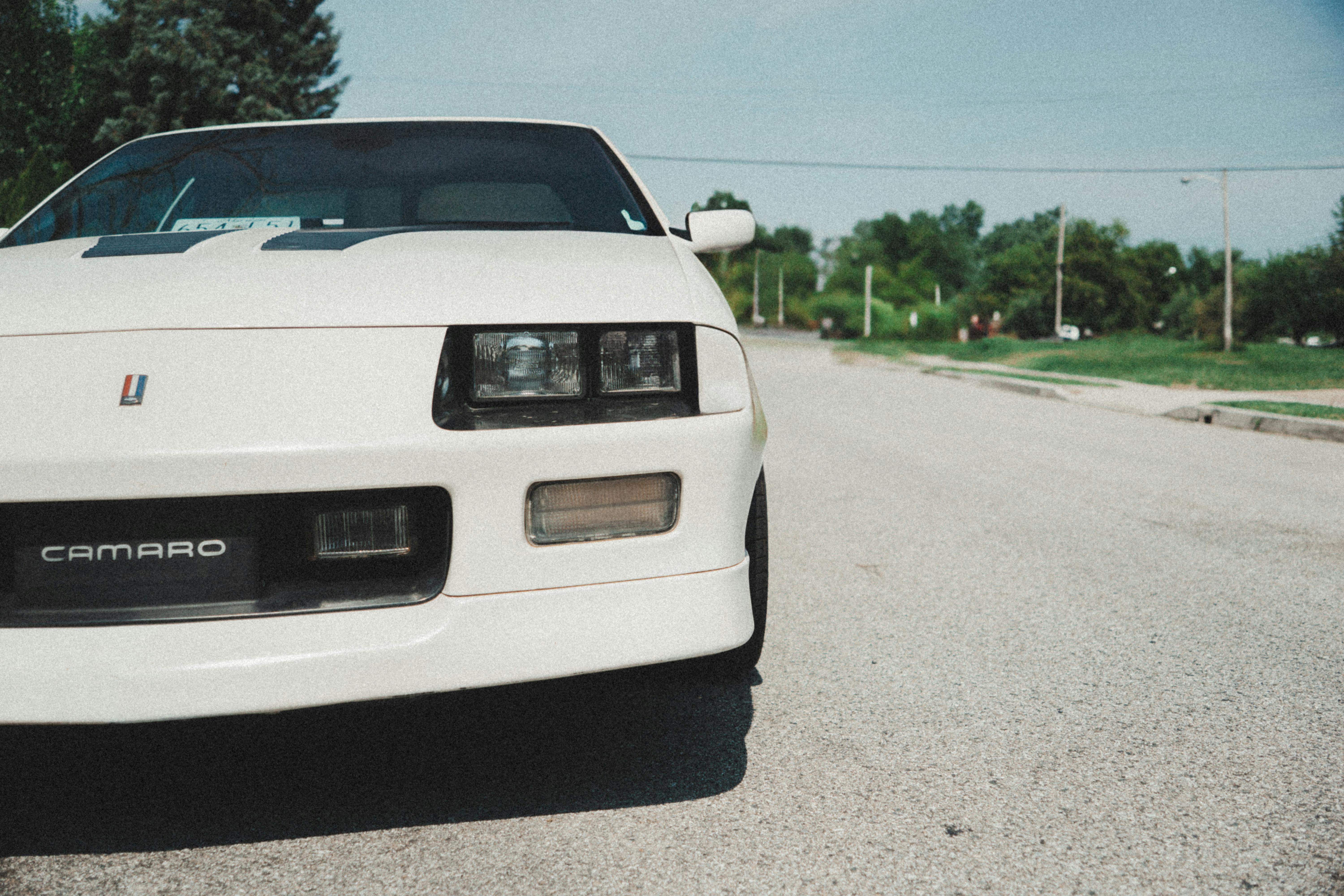 A white classic car